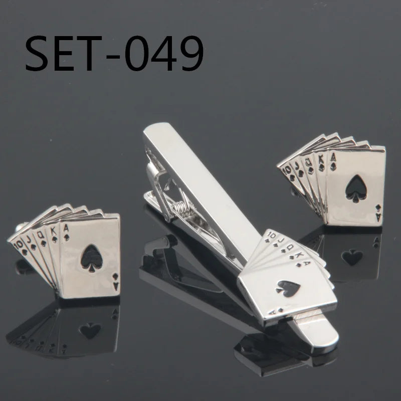 Novelty Tie Clip & Cufflinks Set 049 Flush