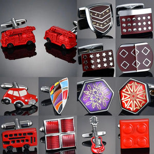 Red Fire Engine Cufflinks for Men Shirt Cuff Links