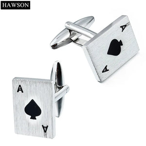 Men's French Shirt Poker Cufflinks Brushed Copper Cuff Links
