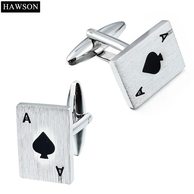 Men's French Shirt Poker Cufflinks Brushed Copper Cuff Links