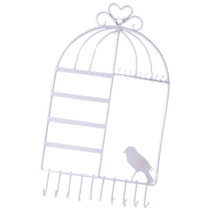 Metal Wall Mount Birdcage Jewelry Organizer Earrings Necklace Holder