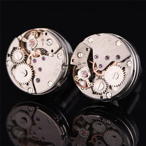 Watch Movement Cufflinks for Men Jewelry Shirt Cuffs