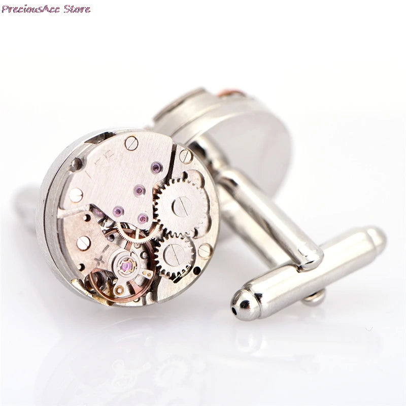 Novelty Non-Functional Watch Movement Cufflinks For Men