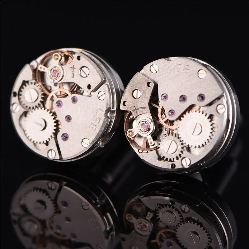 Watch Movement Cufflinks for Men Jewelry Shirt Cuffs