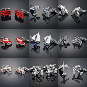 Transportation Series Cufflinks Bicycle/Motorcycle/Bus/Anchor Gear Plane