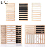 Bamboo Jewelry Display Stand 9 Lines Ring Organizer Tray