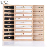 Bamboo Jewelry Display Stand 9 Lines Ring Organizer Tray