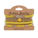 Boho Rose Flower Glass Beaded Chain Bracelet for Women