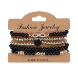 Boho Rose Flower Glass Beaded Chain Bracelet for Women