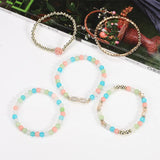 Boho Rose Flower Glass Beaded Chain Bracelet for Women