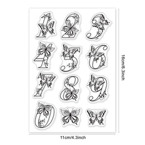 Number Butterfly Clear Stamps 1-9 Silicone Stamp DIY Scrapbooking Card Making