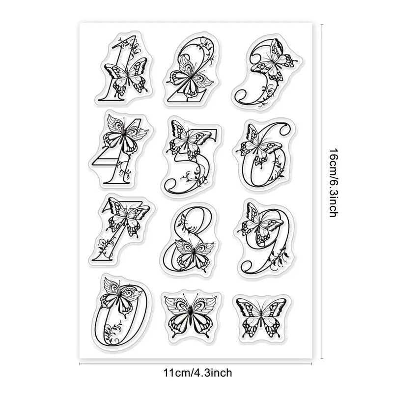 Number Butterfly Clear Stamps 1-9 Silicone Stamp DIY Scrapbooking Card Making