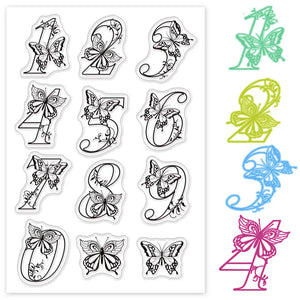 Number Butterfly Clear Stamps 1-9 Silicone Stamp DIY Scrapbooking Card Making