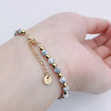 Chain Natural Stone Stainless Steel Pendant Beaded Lucky Bracelet Women Jewelry