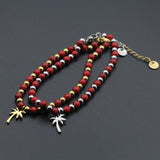 Chain Natural Stone Stainless Steel Pendant Beaded Lucky Bracelet Women Jewelry