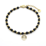 Chain Natural Stone Stainless Steel Pendant Beaded Lucky Bracelet Women Jewelry