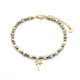 Chain Natural Stone Stainless Steel Pendant Beaded Lucky Bracelet Women Jewelry