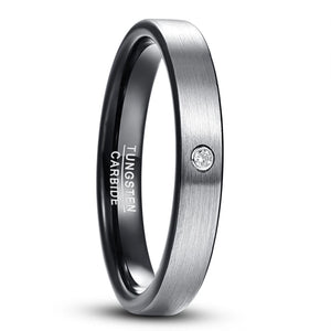 Nuncad 4mm Tungsten Carbide Ring Men's Matte Cubic Zircon Punk Rings