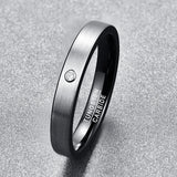 Nuncad 4mm Tungsten Carbide Ring Men's Matte Cubic Zircon Punk Rings