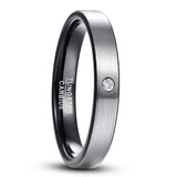 Nuncad 4mm Tungsten Carbide Ring Men's Matte Cubic Zircon Punk Rings
