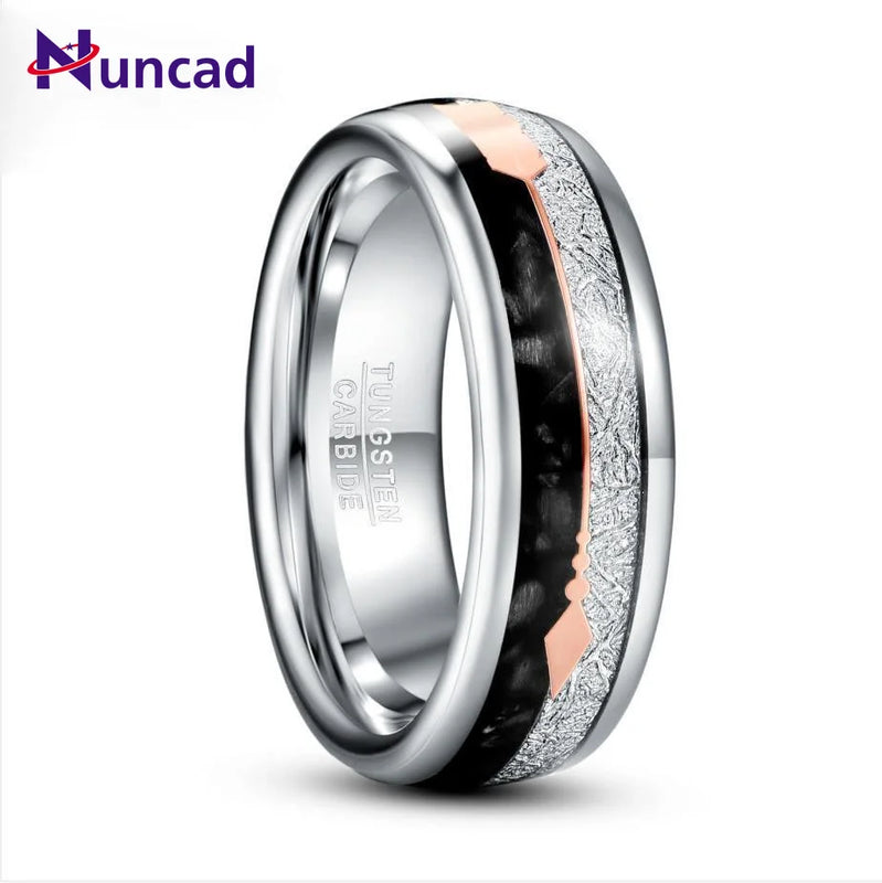 Nuncad Meteorite Agate Steel Tungsten Ring Men's Jewelry