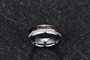 Nuncad 8mm Meteorite Agate Tungsten Steel Ring Men's Jewelry