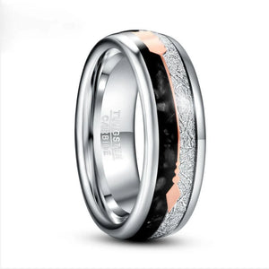 Nuncad 8mm Meteorite Agate Tungsten Steel Ring Men's Jewelry