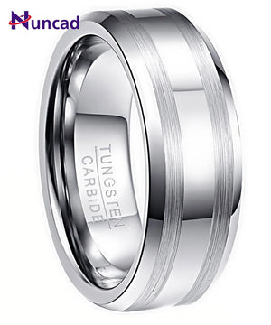 Nuncad Men's Tungsten Carbide Wedding Band Ring Beveled Edge Size 6-13