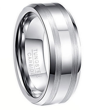 Nuncad Men's Tungsten Carbide Wedding Band Ring Beveled Edge Size 6-13