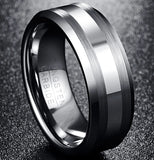 Nuncad Men's Tungsten Carbide Wedding Band Ring Beveled Edge Size 6-13