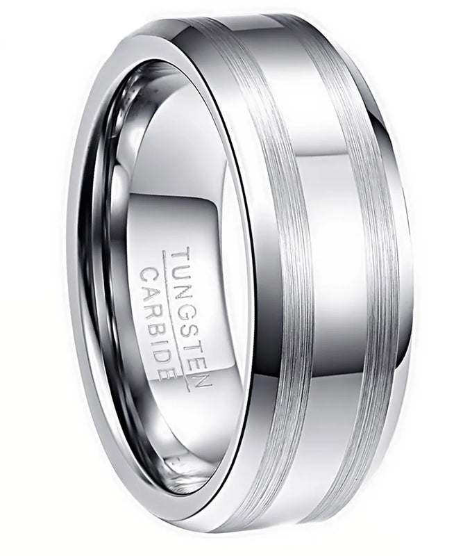 Nuncad Men's Tungsten Carbide Wedding Band Ring Beveled Edge Size 6-13