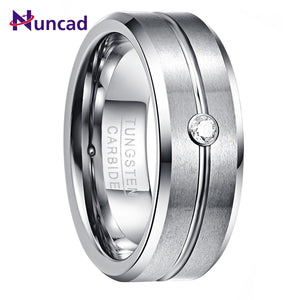 Nuncad Men's Tungsten Carbide CZ Wedding Band Rings Matte Finish