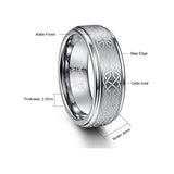 Nuncad Men's 8mm Brushed Tungsten Carbide Wedding Band Rings