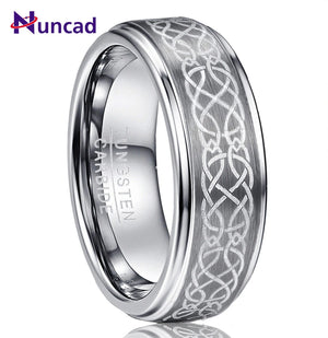 Nuncad Men's 8mm Brushed Tungsten Carbide Wedding Band Rings