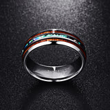 Nuncad US Size 8mm Koa Wood and Abalone Tungsten Rings