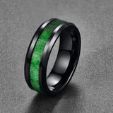 Nuncad Vintage Maple Tungsten Carbide Ring Green Line Wedding Jewelry