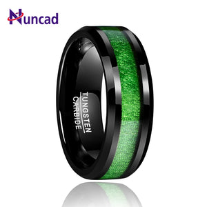 Nuncad Vintage Maple Tungsten Carbide Ring Green Line Wedding Jewelry