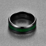 Nuncad Vintage Maple Tungsten Carbide Ring Green Line Wedding Jewelry