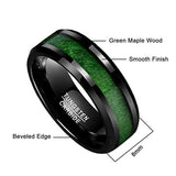 Nuncad Vintage Maple Tungsten Carbide Ring Green Line Wedding Jewelry