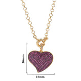 Red Zircon Heart Pendant Necklace for Women