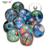 12pcs Wisdom Life Tree 18mm Glass Snap Buttons For DIY Snaps Jewelry