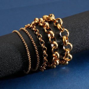 "O" Chain Stainless Steel Bracelet Men's High Chunky Link Gift