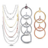O Pendant Silver & Rose Charms For Chain Necklace Women Gift