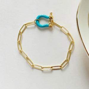 Enamel Clasp Link Bangle O-shape Bracelet for Women