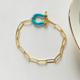 Enamel Clasp Link Bangle O-shape Bracelet for Women