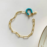 Enamel Clasp Link Bangle O-shape Bracelet for Women