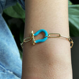 Enamel Clasp Link Bangle O-shape Bracelet for Women