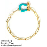 Enamel Clasp Link Bangle O-shape Bracelet for Women
