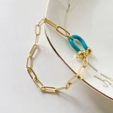 Enamel Clasp Link Bangle O-shape Bracelet for Women