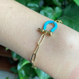 Enamel Clasp Link Bangle O-shape Bracelet for Women